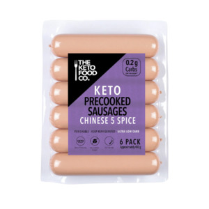 The Keto Food Co Precooked Sausages Chinese Five Spice 6pk