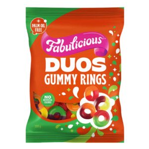 Quick Order: RJ's Fabulicious Duos Gummy Rings 180g