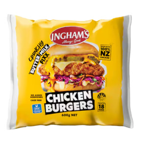 Inghams Chicken Burgers Crunchy Fixx Buttermilk 600g