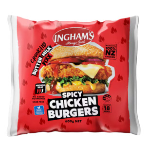 Inghams Chicken Burgers Crunchy Fixx Spicy 600g