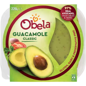 Olives Nibbles Dips: Obela Dip Classic Guacamole 220g