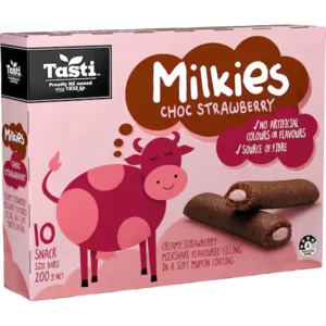 Nuts: Tasti Milkies Cake Bars Choc Strawberry 10pk 200g
