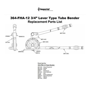 364-FHA-12 3/4” Lever Type Tube Bender Replacement Parts
