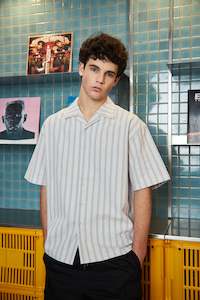 Lin-in Stripe Party Shirt Grey