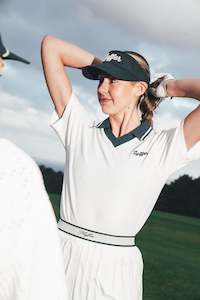 Womens Shirts: PIQUE SS POLO/CADDIE CHALK