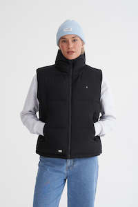 Womens Down Vests: WMNS BOX PUFFER VEST BLACK