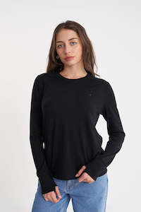 MERINO LS LANEWAY TEE BLACK