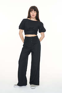 Lin-in Wrap Top Black