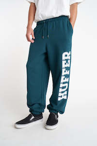 Mens Pants: BLOCK TRACKPANT/BLOCKED DEEP EMERALD
