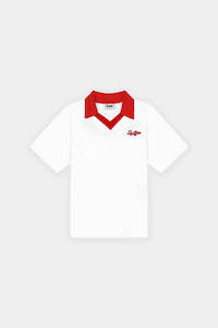 Womens Shirts: WOMENS BIRDIE SS POLO CHALK/FLAG RED