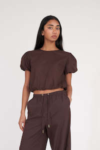 Womens Tops: LIN-IN AIRY TOP COCOA