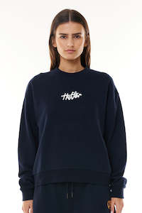 WMNS SLOUCH CREW/CREAM NAVY