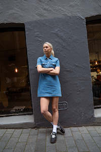 Dresses: DENIM SS SHIRT DRESS DRIFT BLUE