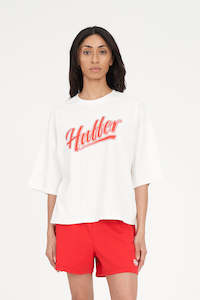 T Shirts: BOXY CROP TEE 220/1ST BASE CHALK