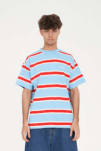 STRIPE BLOCK TEE BLUE/POPPY