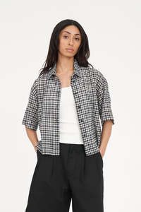 Womens Shirts: ROONEY DAD SHIRT BLACK/CHALK