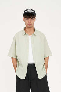 Mens Shirts: CROSBY SS SHIRT MATCHA/CHALK