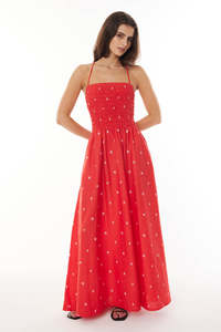 MARINA LOU MAXI DRESS RUBY RED/PINK