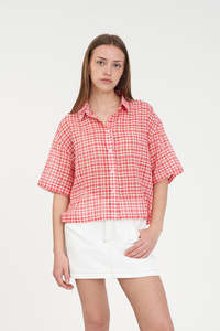 ROONEY SS DAD SHIRT POPPY/WHITE