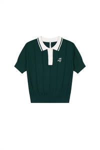 WOMENS LINE KNIT POLO GOLF GREEN/CHALK