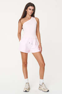 ONE SHOULDER RIB TANK MELLOW PINK