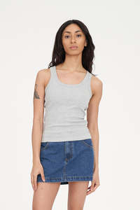 SCOOP RIB TANK GREY MARLE