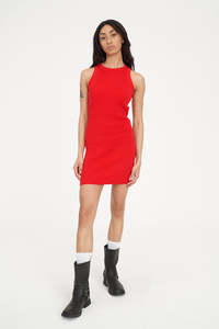 ROGUE RIB MINI DRESS POPPY