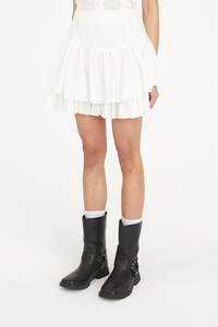 Womens Shorts: BRODERIE RUFFLE SKIRT CHALK