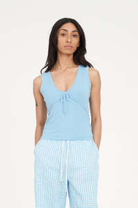 KIMI V-NECK KNIT TOP BLUE GLEAM