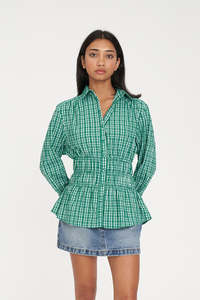 Womens Shirts: ADA SHIRT GREEN/BLUE