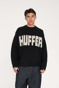 Knitwear: FLEET INTARSIA KNIT CREW BLACK