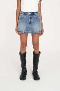 Womens Skirts: 97 DENIM MINI SKIRT CANYON BLUE