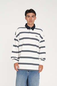 Mens Hoods Crews: STRIPE GRAND RUGBY CHALK/NAVY/BLUE