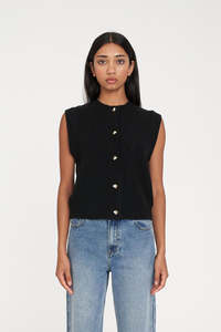 Knitwear: ELLE KNIT VEST BLACK