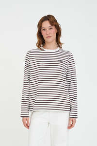 OUI OUI LS RELAX TEE CHESTNUT/CHALK