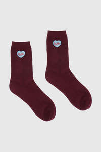 Womens Accessories: HFR CREW SOCK/SHERBET BURGUNDY