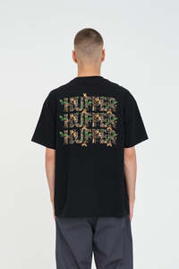Mens T Shirts: BLOCK TEE/WOODHILL STACKED BLACK