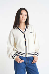 Knitwear: ACES KNIT CARDIGAN CHALK