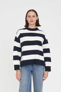 Womens: KENZIE STRIPE KNIT CREW NAVY/WHITE