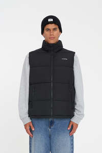 Mens Down Vests: MENS HFR TRACK PUFFER VEST BLACK