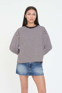 Womens Tops: ALEX STRIPE BILLIE LS TEE PETAL/COCOA