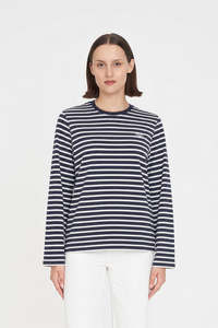 Women S Long Sleeves: CLASSIC STRIPE LS TEE NAVY/WHITE
