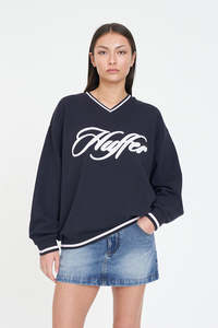 Womens Hoods Crews: V-NECK SATURDAY CREW/FLOW NAVY