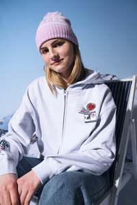 Womens Hoods Crews: RELAX ZIP HOOD/SUNLIT SLOPES SILVER M