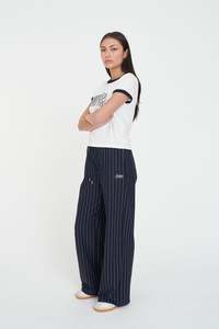 Womens Pants: STRIPE HAILEY TRACKPANT NAVY
