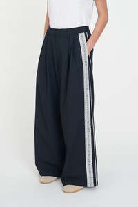 Womens Pants: PLEATED BAGGY PANT NAVY