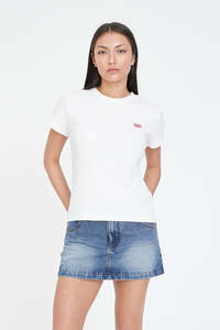 Womens: WAFFLE SLIM TEE CHALK
