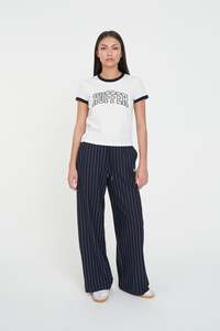 Womens T Shirts: WMNS RINGER TEE/CRUX CHALK/NAVY