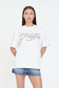 Womens T Shirts: RELAX TEE 220/WITH THE FLOW CHALK