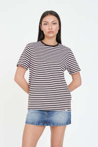 Womens T Shirts: ALEX STRIPE CLASSIC TEE PETAL/COCOA